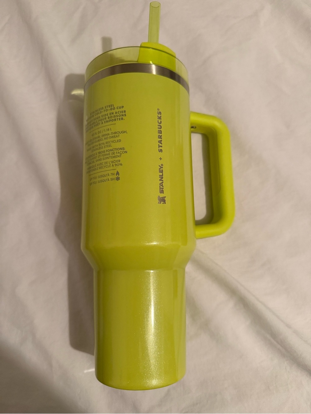 Stanley Bright Lime Green Travel Tumbler with Handle & Straw